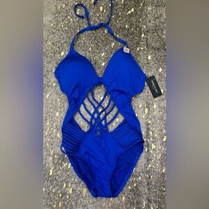 NWT One-piece Kenneth Cole Royal Blue Bathing suit with push-up cups  (Size M)
